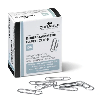 Afbeelding van Durable Paperclips 26 mm verzinkt pak van 100, zink