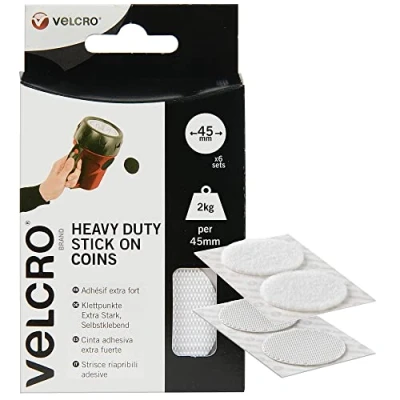 Afbeelding van VELCRO merk set van 6 witte viltdoppen 45 mm high performance lijm metgezel