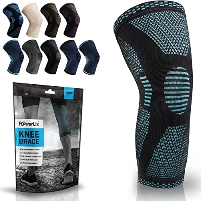 Afbeelding van POWERLIX kniebrace voor vrouwen/mannen, compressie kniebandage meniscusscheur, artritis, Linddert kniepijn, ACL, hardlopen, gewichtheffen, basketbal, volleybal, sport, Blauw XXL