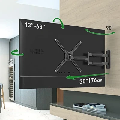 Afbeelding van Barkan 76 cm lange tv wandhouder, 13 65 inch draaibaar/kantelbaar/volledige beweging plat &amp; gebogen houder, houdt tot 36 kg, extra lang uittrekbaar, voor LED OLED LCD, Max. VESA 400x400