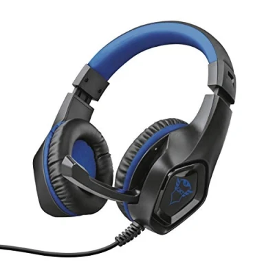 Afbeelding van Trust GXT404B Rana Over Ear headset Gamen Kabel Stereo Zwart, Blauw Ruisonderdrukking (microfoon) Volumeregeling, Microfoon uitschakelbaar (mute)