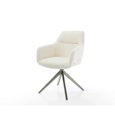Afbeelding van DELIFE Draaistoel Pejo Flex microvelours wit kruisframe breed grafiet 360 draaibaar rocker functie pocketveer kern