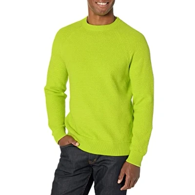 Afbeelding van Amazon Essentials Heren oversized fit getextureerde katoenen trui met ronde hals, limoengroen, 5X Large Big Tall