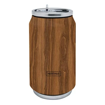 Afbeelding van Nerthus FIH 788 Dubbelwandige thermosdoos, hout, 330 ml, roestvrij staal, siliconen afdichting, BPA vrij, 18/8