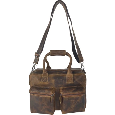 Afbeelding van Schoudertas Cowboybag Grote Tas Werktas Schooltas Leer Naturel Handtas