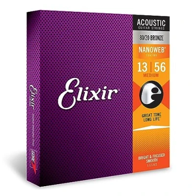 Afbeelding van Elixir® Strings 80/20 bronzen snaren voor akoestische gitaar met NANOWEB® Coating, medium (.013 .056)
