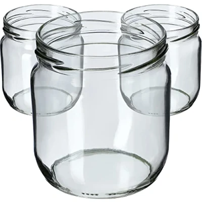 Afbeelding van KADAX jampotten, 425 ml, inmaakpotten met schroefdeksel, potten schroefsluiting, voorraadpotten voor jam, honing (zonder deksel, 48 stuks)