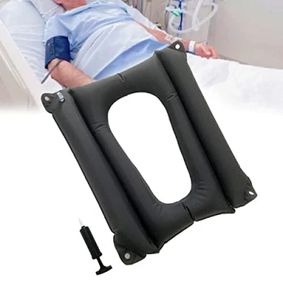 Afbeelding van MESINURS Bedridden opblaasbaar kussen, borstwond vierkant kussen voor ouderen en gehandicapten, ademend pijnverlichting rolstoel toiletstoel