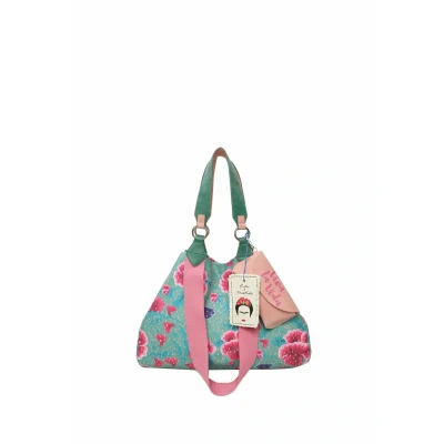 Afbeelding van Fritzi aus Preussen x Frida Kahlo Izzy Medium Canvas Flower Green Shopper,