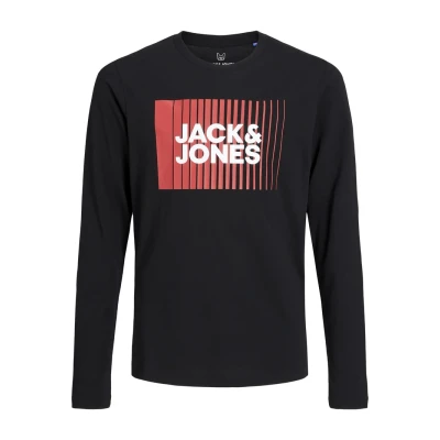 Afbeelding van Jack &amp; Jones Junior Jjecorp LOGO PLAY O NECK Longsleeve voor kinderen, Maat: 140, Black