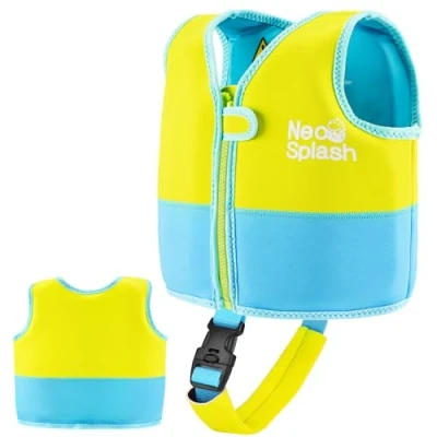Afbeelding van NEO SPLASH Drijfvest voor kinderen, meisjes, jongens, zwemhulp, zwemvest kleine kinderen met verstelbare veiligheidsbandjes, leeftijd 1 6 jaar (groenblauw, 3 6)