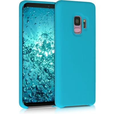 Afbeelding van kwmobile telefoonhoesje geschikt voor Samsung Galaxy S9 Hoesje met siliconen coating Smartphone case in ijsblauw