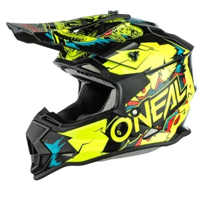 Afbeelding van O&#039;NEAL Motocross Helm Kinderen MX Enduro ABS Shell, Veiligheidsnorm ECE 22.05, Ventilatiegaten voor optimale ventilatie &amp; koeling 2SRS Villian Jeugd Neon Geel Maat M