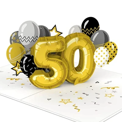 Afbeelding van papercrush® Pop Up Card 50e verjaardag handgemaakte 3D verjaardagskaart voor vrouwen en mannen (50 jaar), felicitaties de speciale wenskaart incl. envelop