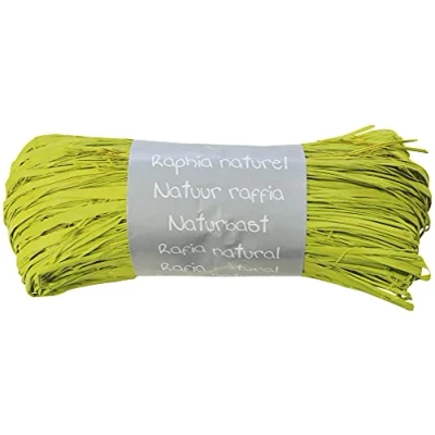 Afbeelding van Clairefontaine Ref 196019C Natuurlijke Raffia bal 50g bal, synthetisch polypropyleen materiaal geschikt voor decoratie, inpakken geschenken &amp; knutselen limoengroen