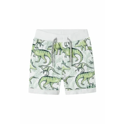 Afbeelding van Name It mini jongens short VERMO AOP Bright White Palm Dino Regular Fit