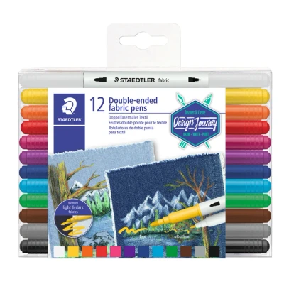 Afbeelding van Textielmarker met dubbele punt 12 st.