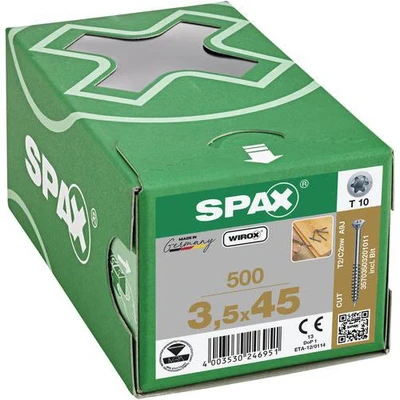 Afbeelding van SPAX 35703503201011 3,5 x 45 gedeeltelijke schroefdraad Torx 10 vloerschroef Wirox zilver, 500 stuks