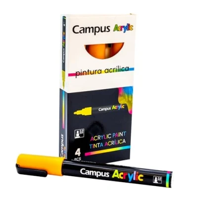 Afbeelding van Campus Acrylstiften, verpakking met 2 mm ronde punt, permanente marker op waterbasis, ondoorzichtig en sneldrogend (oranje)