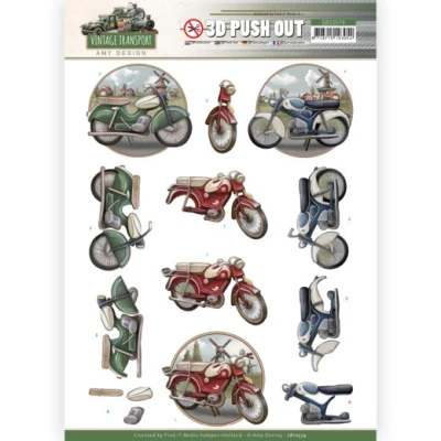 Afbeelding van 3D Push Out Amy Design Vintage Transport Moped