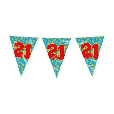 Afbeelding van Vlaggenlijn slinger 21 jaar party 10 meter