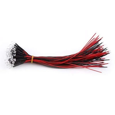 Afbeelding van 50 stks Pre Wired DC LED Diodes 9 12 V 3 5 10mm Water Clear wit Rood Blauw Groen Licht Gloeilamp voor DIY Speelgoed Handmatig Model(White hair mm)