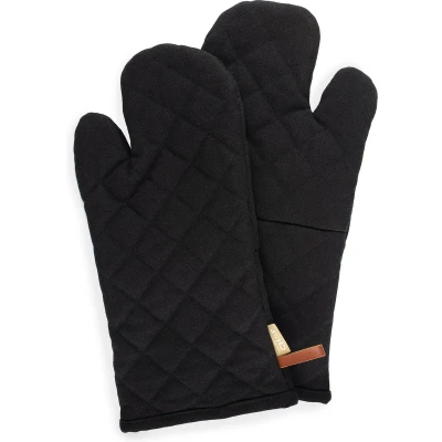 Afbeelding van CHEF Ovenwanten 2 stuks 100% katoen BBQ Cumin Ovenhandschoenen Zwart 18x35cm