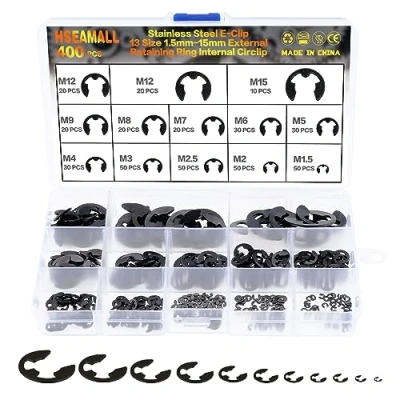 Afbeelding van HSEAMALL 400 stuks circlip externe bevestigingsring E Clip 1,5 mm 15 13 maten klikring