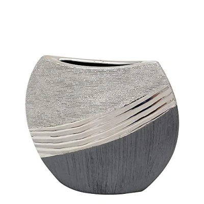 Afbeelding van Dekohelden24 Elegante moderne decoratieve designer keramische vaas in zilvergrijs, 19 cm