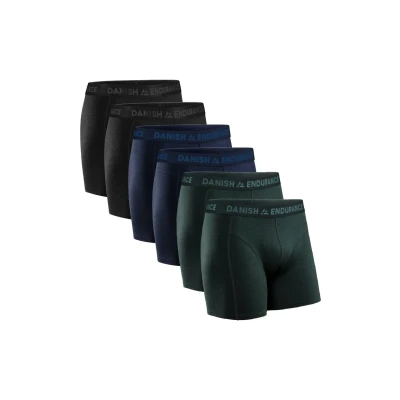 Afbeelding van DANISH ENDURANCE Boxershorts Heren, Katoenen Ondergoed, Klassieke Pasvorm, Met of Zonder Gulp, 6 Pack, Meerkleurig (2xZwart, 2x Blauw Gemêleerd, 2xGroen), 2XL