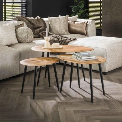 Afbeelding van Hoyz Collection Salontafel Set Organisch Massief Acacia Naturel van 3