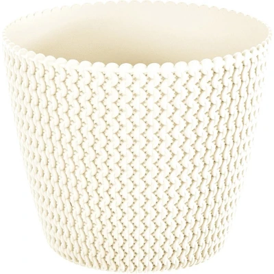 Afbeelding van Plantenpot/bloempot kunststof dia 26 cm en hoogte 22 creme wit Plantenpotten
