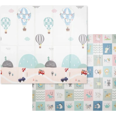 Afbeelding van KiddyMoon Spielmatte Babymatte Zweiseitige Krabbelmatte Matte Schaumstoffmatte Für Kinder Kindermatte Kindgerechte Muster Spielplatz Entwicklung Bequemer Ideal Drinnen Und Draußen 180X200x1cm, Gra