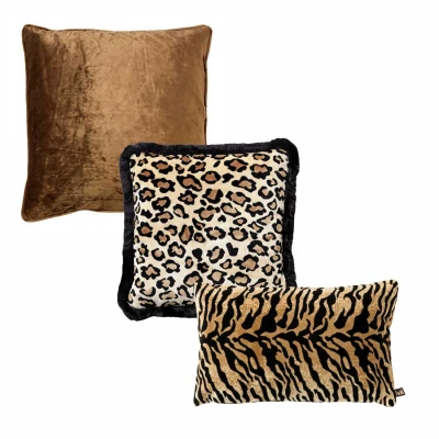 Afbeelding van Hoii VOORDEELSET ANIMAL Brown Set van 3 sierkussens Tobacco bruin