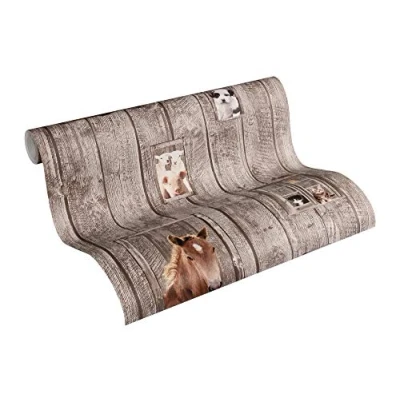 Afbeelding van AS Creation Little Stars 35842 2 Bruin / Wit