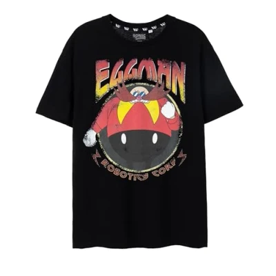 Afbeelding van Sonic the Hedgehog Zwart T shirt met korte mouwen voor heren Eggman Robotics Corp Ontwerp Authentieke merchandise Comfortabel en stijlvol Perfect cadeau fans
