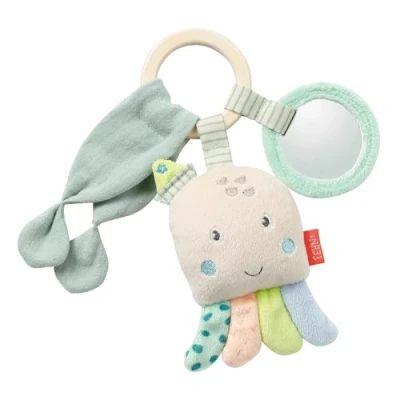 Afbeelding van Fehn 054422 Holz Greifling Oktopus Babyspielzeug mit Holzring, Musselintuch, Rassel und Spiegel für Babys Kleinkinder ab 0+ Monaten Größe: 18 cm