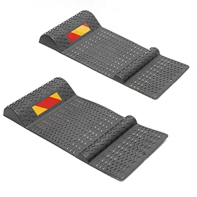 Afbeelding van Wiltec 2x parkeermat 52,8x25x5,2cm parkeermarkering zelfklevende parkeerhulp met remdrempel