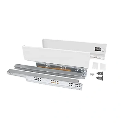 Afbeelding van Emuca Lade kit voor keukens of bad, hoogte 178 mm, diepte 500 40 Kg, zachte sluiting, Panelen niet meegeleverd, Staal, wit