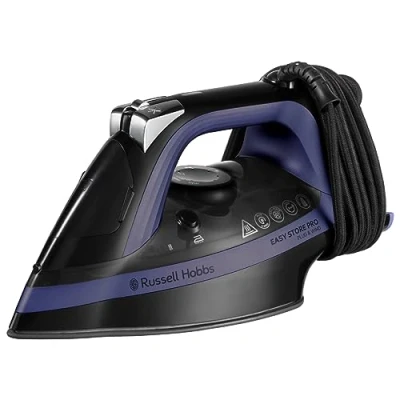 Afbeelding van Russell Hobbs Strijkijzer [1 Temperatuur Geschikt Voor Alle Stoffen, Ruimte Besparend Opbergsysteem Snoer] Plug &amp; Wind (2400 Watt, 200g Stoomstoot, Keramisch, Zelfreinigend) Iron 26731 56
