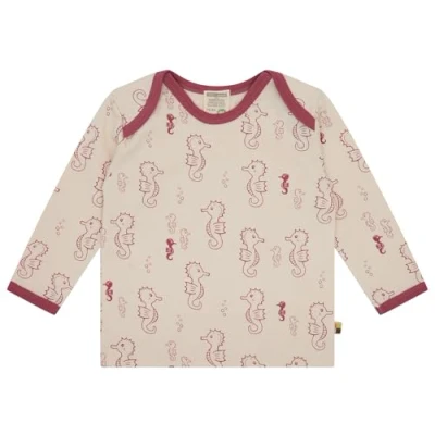 Afbeelding van loud + proud Shirt met print, van biologisch katoen, GOTS gecertificeerd, rood (rouge), 74 80