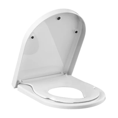 Afbeelding van wc bril met kinderzitje, softclosemechanisme, toiletbril Quick Release functie en verstelbare scharnieren, deksel van UF duroplast, D vorm, wit