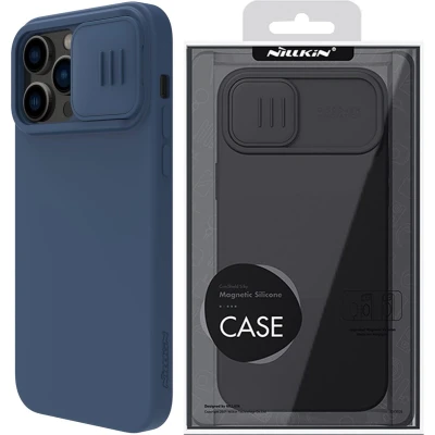 Afbeelding van Nillkin CamShield Silky Silicone Case iPhone 14 Pro Max Siliconen Cover met Camerabeschermer Blauw