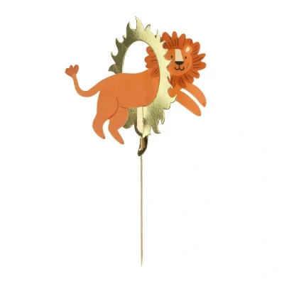 Afbeelding van Cake topper leeuw circus taartversiering taartdecoratie