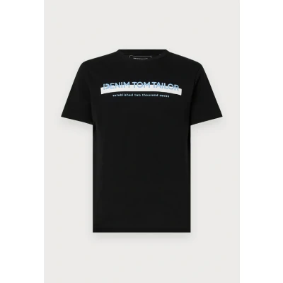 Afbeelding van TOM Tailor Denim Tshirt print, Heren, Maat: Large, Schwarz