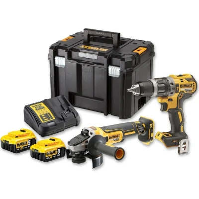 Afbeelding van DeWalt DCK2020P2T accu set DCD791 accuboormachine + DCG405 haakse slijper 18v 5.0Ah Li ion QW