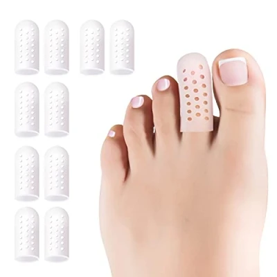 Afbeelding van 10 stuks ademende teenbeschermers van gel, bescherming voor ingegroeide teennagels, likdoorns, eelt, blaren en meer.