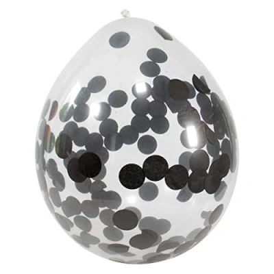 Afbeelding van Zwarte ballonnen met confetti 30cm 4 stuks