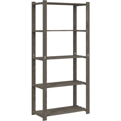 Afbeelding van Opbergrek 5 laags 80x38x170 cm massief grenenhout grijs