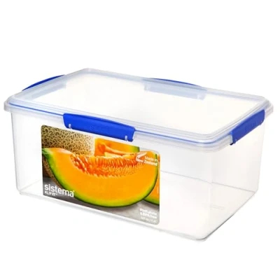 Afbeelding van Sistema KLIP IT voedselbewaarcontainer 9,6 l stapelbare en luchtdichte koelkast/vriezer voedseldoos met deksel BPA vrij plastic blauwe clips 1 stuks